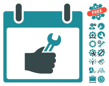 İngiliz anahtarı hizmet el takvim gün vektör simgesi Bonus ile