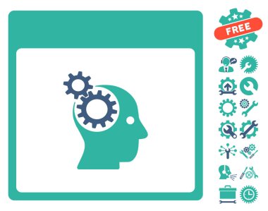 Beyin tekerlekler ile Bonus sayfa vektör simge takvim