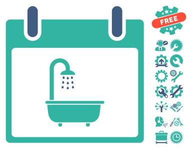 Bonus ile banyo takvim gün vektör simgesi