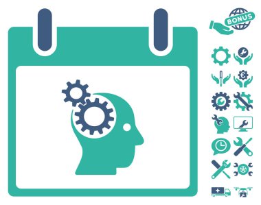 Bonus ile beyin Gears takvim gün vektör simgesi