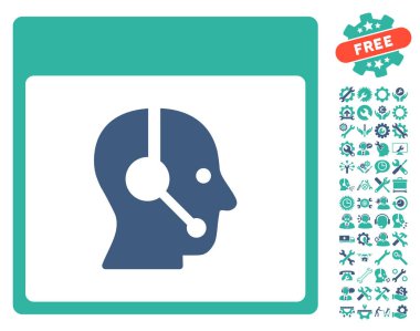 Çağrı Merkezi operatörü takvim sayfası vektör simge Bonus ile