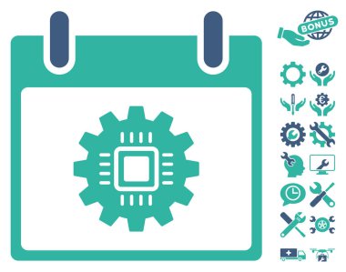 Bonus ile çip dişli takvim gün vektör simgesi