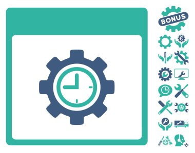 Saat yapılandırma dişli takvim sayfası vektör simgesi Bonus ile
