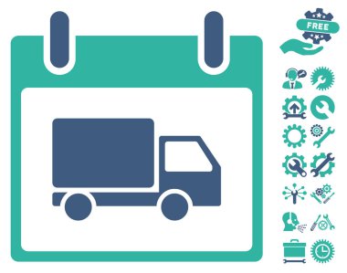 Bonus ile teslim araba takvim gün vektör simgesi