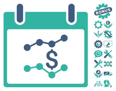 Bonus ile mali çizelgeleri takvim gün vektör simgesi