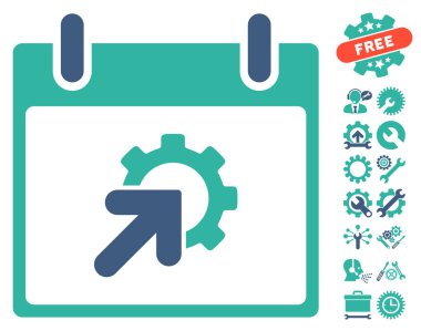 Bonus ile dişli Tümleştirme takvim gün vektör simgesi