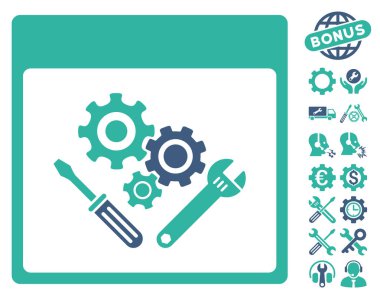 Vites araçlar ile Bonus sayfa vektör simge takvim