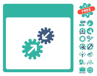 Gears entegrasyonu takvim sayfası vektör simge Bonus ile