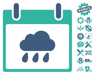 Bonus ile yağmur bulutu takvim gün vektör simgesi
