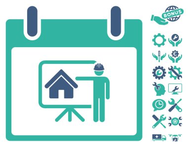 Bonus ile gayrimenkul geliştirici takvim gün vektör simgesi