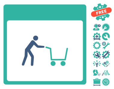 Bonus ile alışveriş sepeti takvim sayfası vektör simgesi