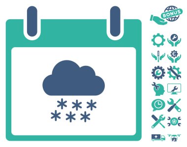 Bonus ile kar bulut takvim gün vektör simgesi