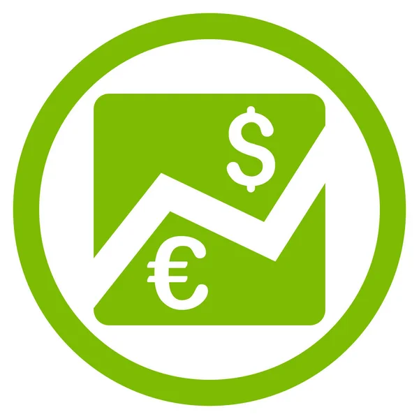 Euro Dollar grafiek plat afgeronde Vector Icon — Stockvector