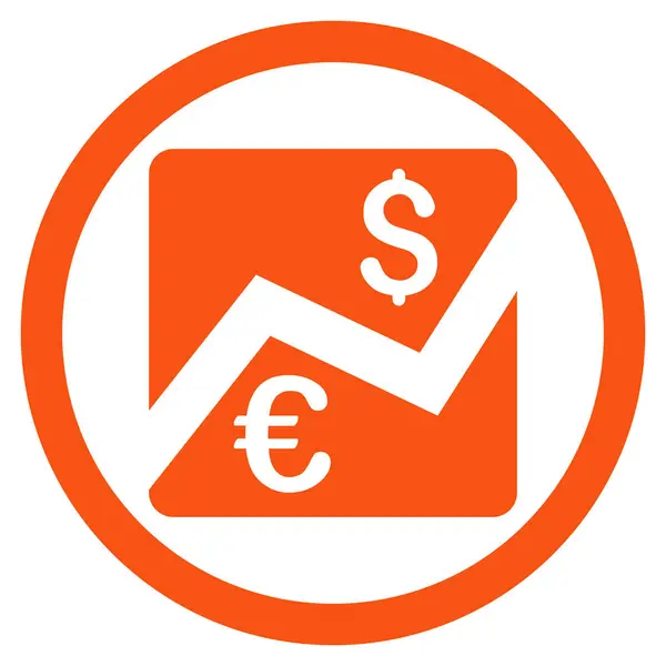 Euro Dollaro Grafico Icona vettoriale arrotondata piatta — Vettoriale Stock