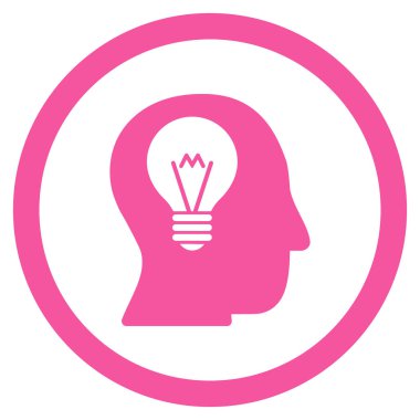 Akıl ampul düz yuvarlak vektör simgesi