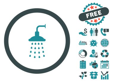 Bonus ile duş düz vektör simgesi