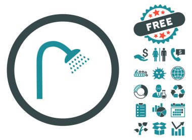 Bonus ile duş düz vektör simgesi