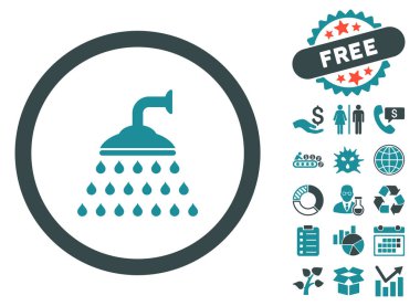 Bonus ile duş düz vektör simgesi