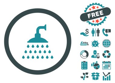 Bonus ile duş düz vektör simgesi