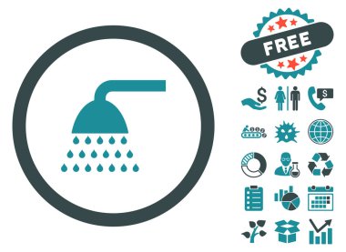 Bonus ile duş düz vektör simgesi