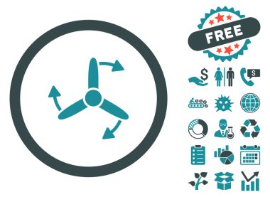 Üç uçlu vidalı döndürme düz vektör simgesi Bonus ile