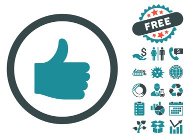 Düz vektör simge Bonus ile yukarı başparmak