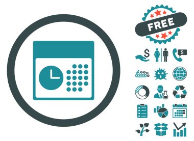 Bonus ile saat ve Tarih düz vektör simgesi