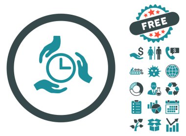 Bonus ile zaman bakım düz vektör simgesi