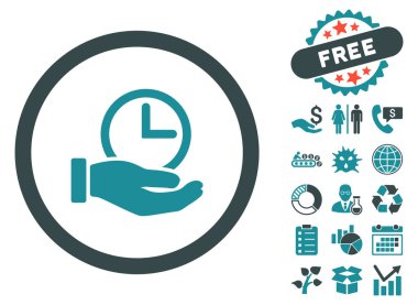 Zaman hizmeti düz vektör simge Bonus ile