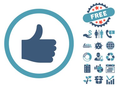 Düz vektör simge Bonus ile yukarı başparmak