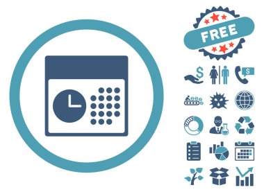 Bonus ile saat ve Tarih düz vektör simgesi