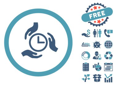 Bonus ile zaman bakım düz vektör simgesi