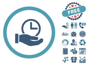 Zaman hizmeti düz vektör simge Bonus ile