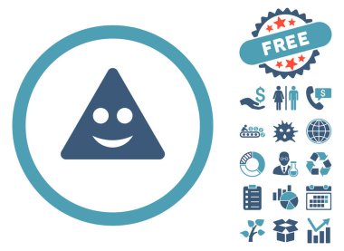 Bonus ile üçgen işareti gülümseme düz vektör simgesi