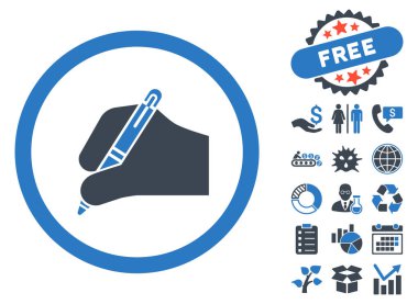 İmza el düz vektör simgesi Bonus ile