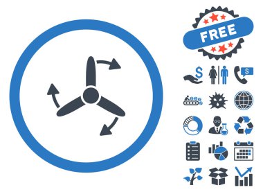 Üç uçlu vidalı döndürme düz vektör simgesi Bonus ile