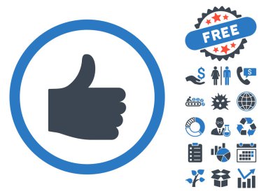 Düz vektör simge Bonus ile yukarı başparmak