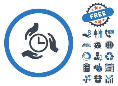 Bonus ile zaman bakım düz vektör simgesi