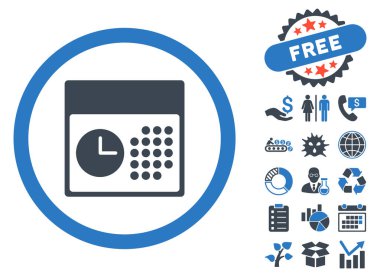 Bonus ile saat ve Tarih düz vektör simgesi