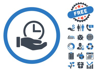 Zaman hizmeti düz vektör simge Bonus ile