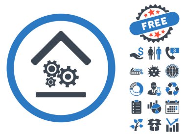 Bonus ile atölye düz vektör simgesi