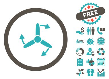 Üç uçlu vidalı döndürme düz vektör simgesi Bonus ile