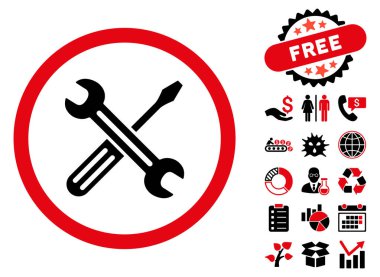 Bonus ile anahtar ve tornavida düz vektör simgesi