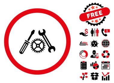 Bonus ile hizmet düz vektör simge ayarlama