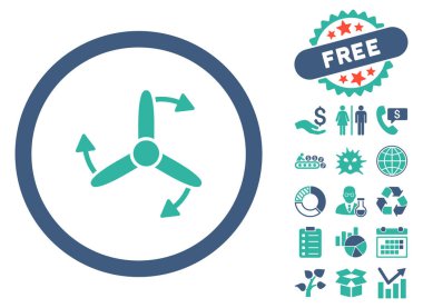 Üç uçlu vidalı döndürme düz vektör simgesi Bonus ile