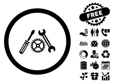 Bonus ile hizmet düz vektör simge ayarlama