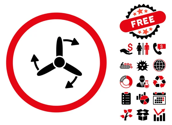 Drei-Blatt-Schraube Rotation flachen Vektor-Symbol mit Bonus — Stockvektor