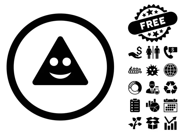 Icône vectorielle plate de sourire de signe de triangle avec le boni — Image vectorielle