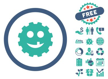 Bonus ile dişli diş gülümseme düz vektör simgesi