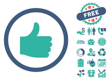 Düz vektör simge Bonus ile yukarı başparmak